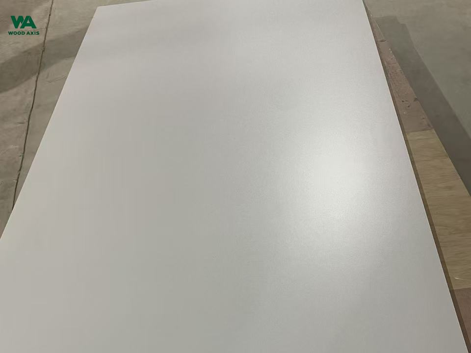 Full sheet of double sided melamine faced plywood in white finish