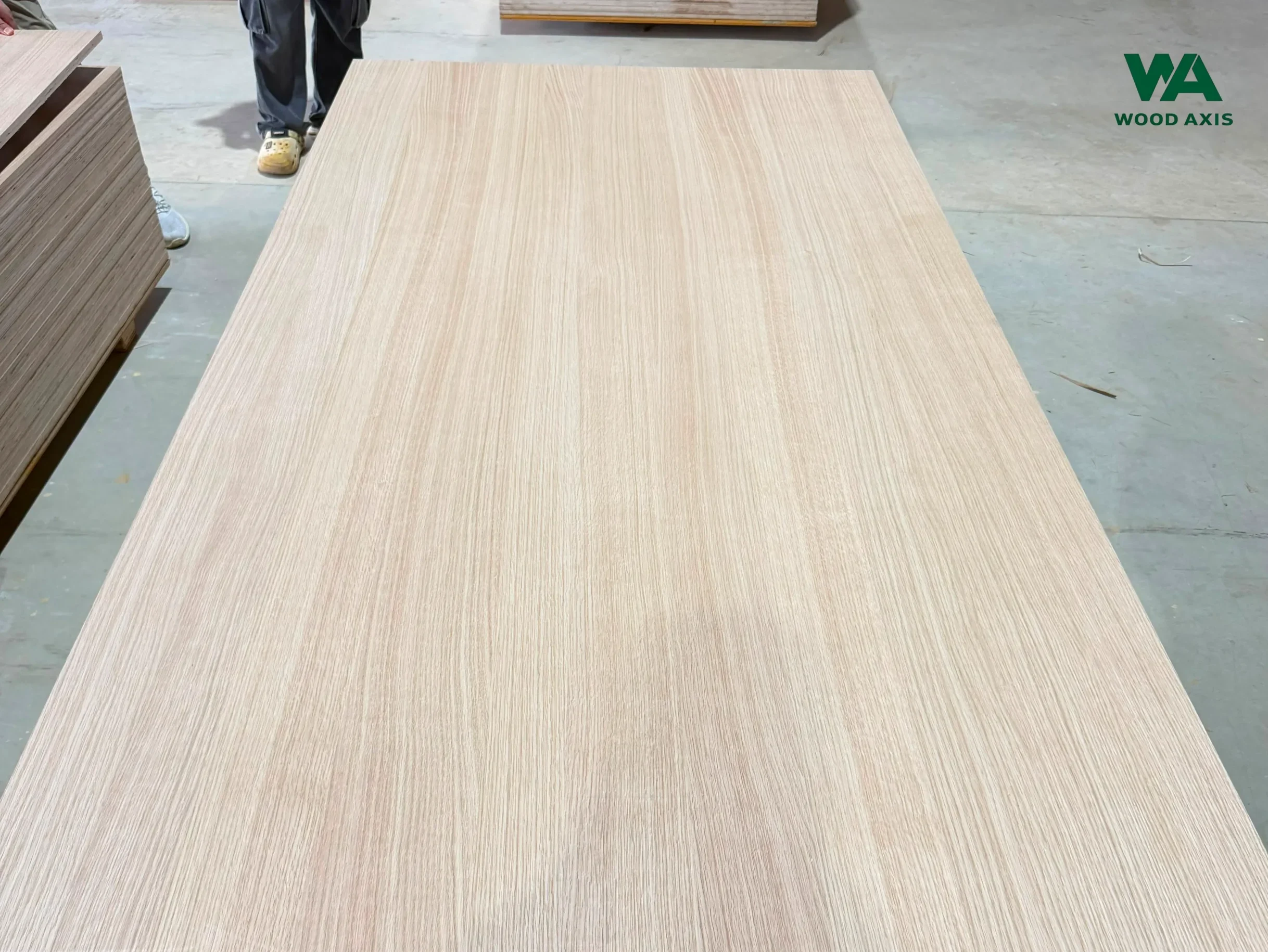Blog 6 High-quality straight grain white oak plywood featuring a smooth and natural veneer surface.