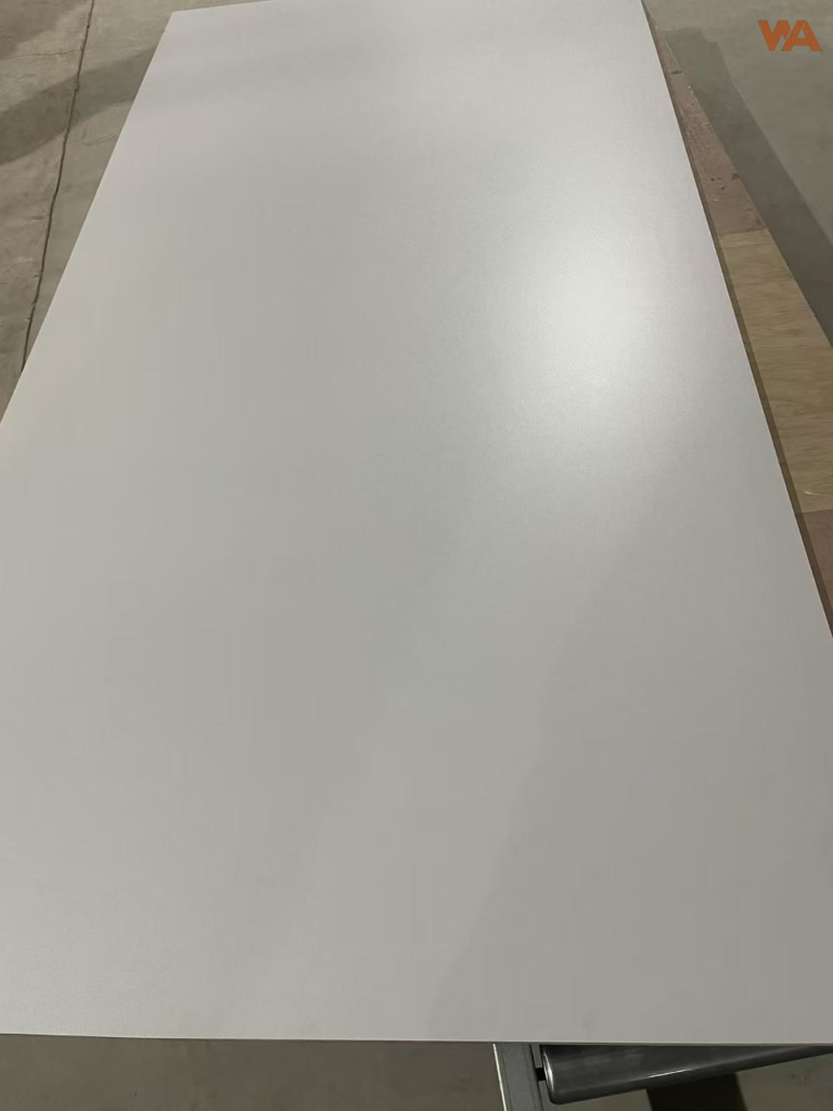 Full sheet of double sided melamine faced plywood in white finish