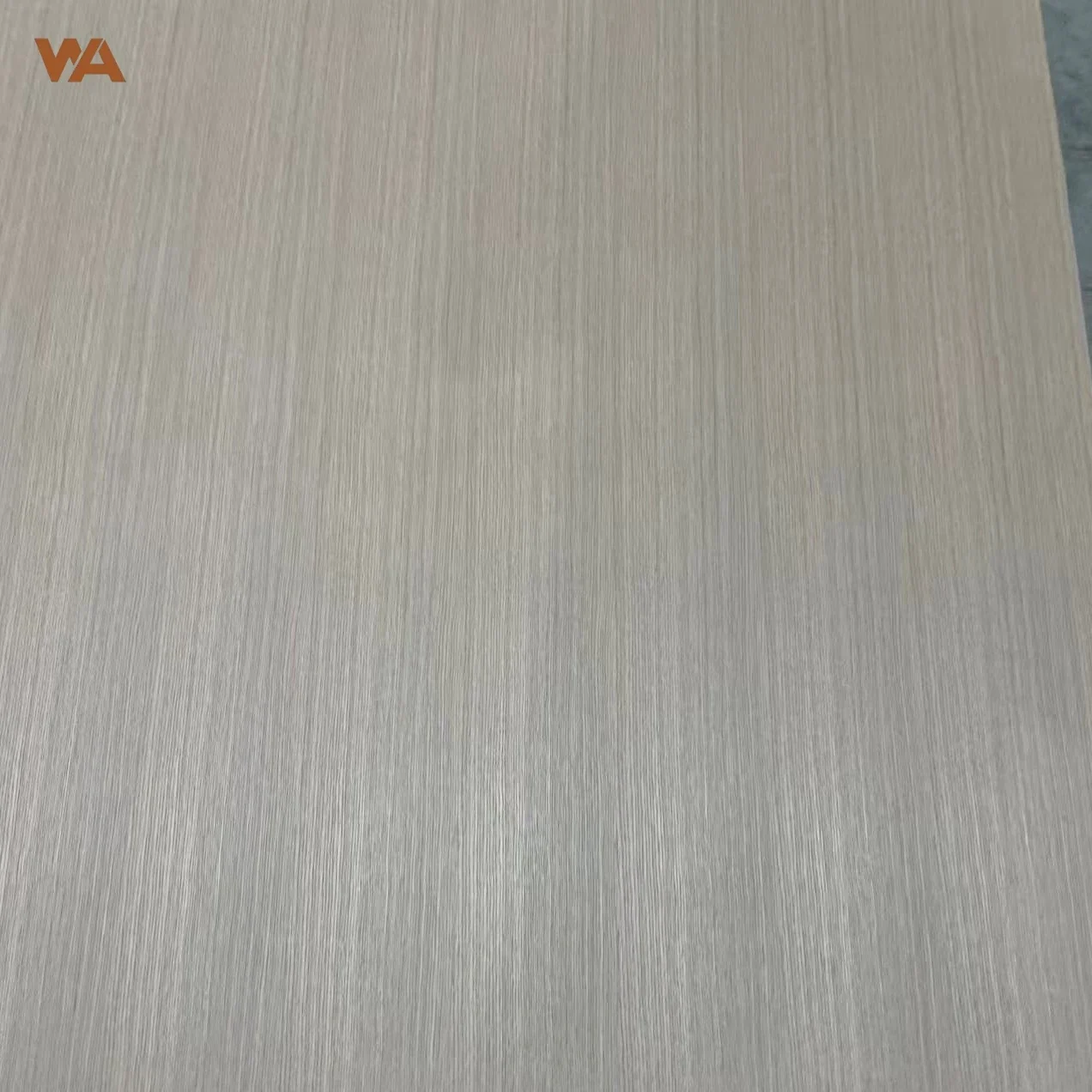 Full piece rift-cut white oak veneered plywood panel showing straight grain pattern.