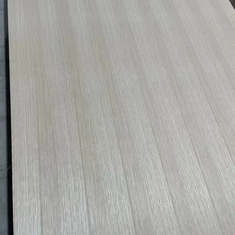 Full piece rift-cut white oak veneered plywood panel showing straight grain pattern.
