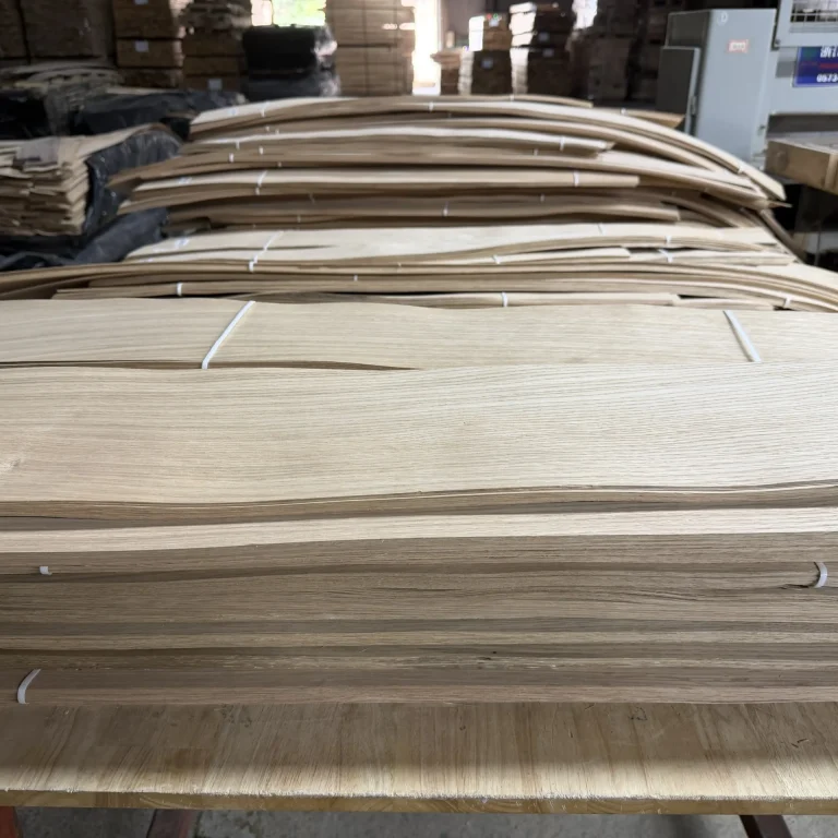 Premium straight grain white oak wood veneer showcasing clean lines and natural texture.